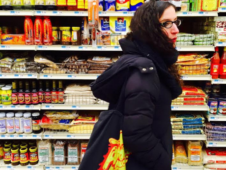 Claire Donato in a supermarket aisle
