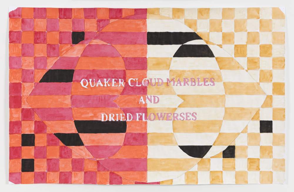 Ben Estes, Heart Poems (Quaker cloud marbles), 2017, pencil and acrylic on paper, 28 x 42 in. (71.1 x 106.7 cm). © Ben Estes. Courtesy Paula Cooper Gallery, New York. Photo: Steven Probert